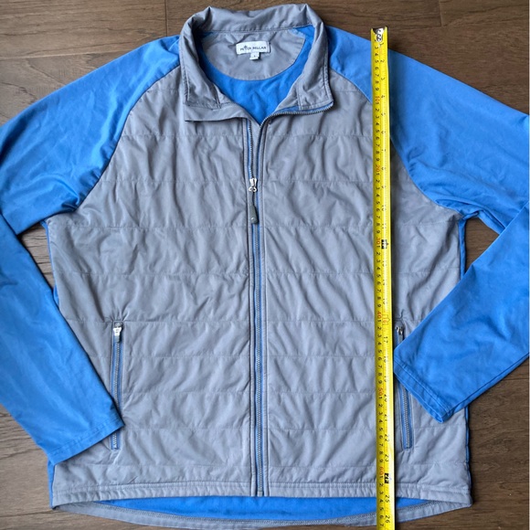 Peter Millar Golf Tech Blue and Gray Quilted Patterned Front Jacket-Large - Picture 4 of 10